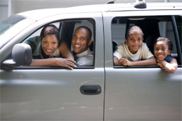 family in car